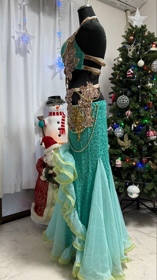 オリエンタル衣装 ベリーダンス ターコイズ M/L