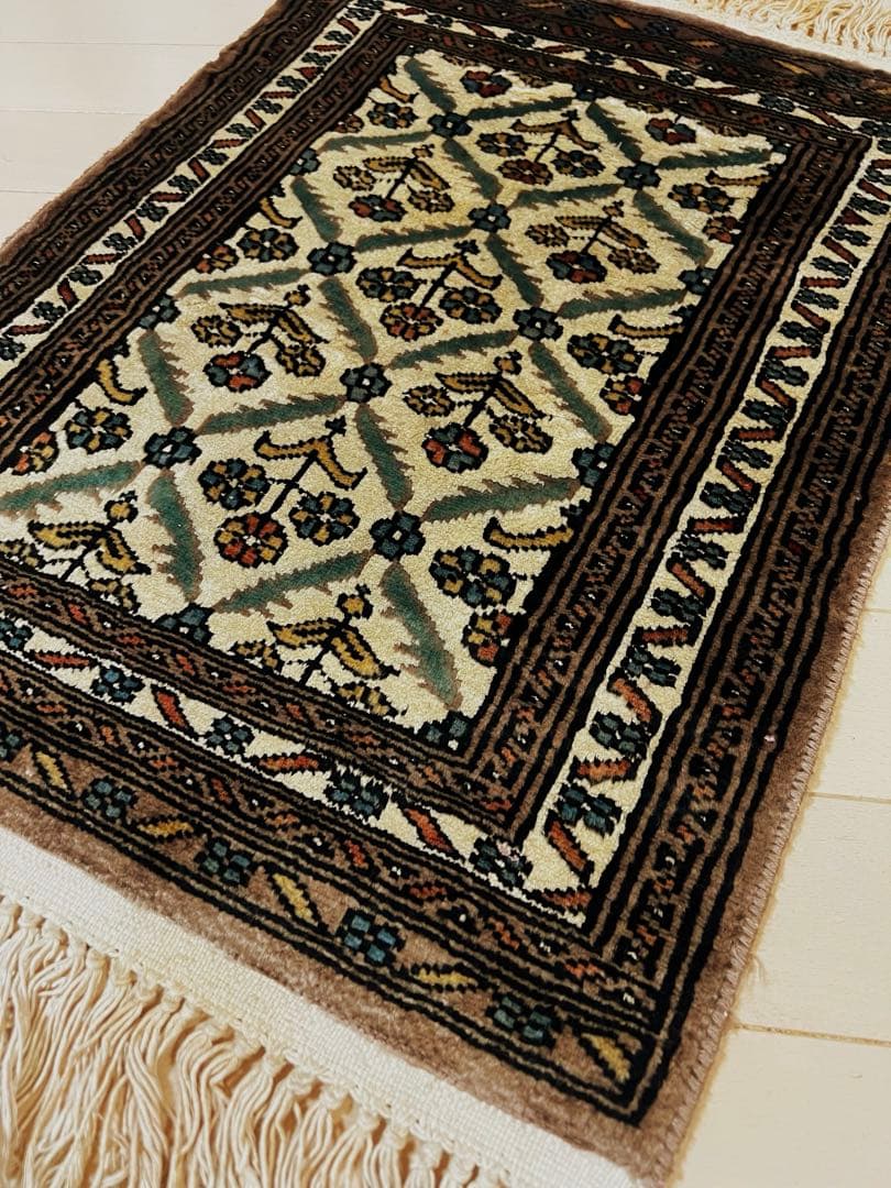 オールド ペルシャ絨毯 シルク/ウール混 61㎝