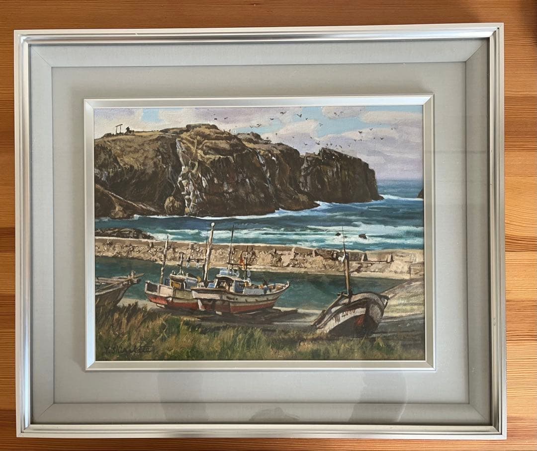 『経島』白潟 吉堯　油絵　肉筆　出雲大社　日御碕　日本海