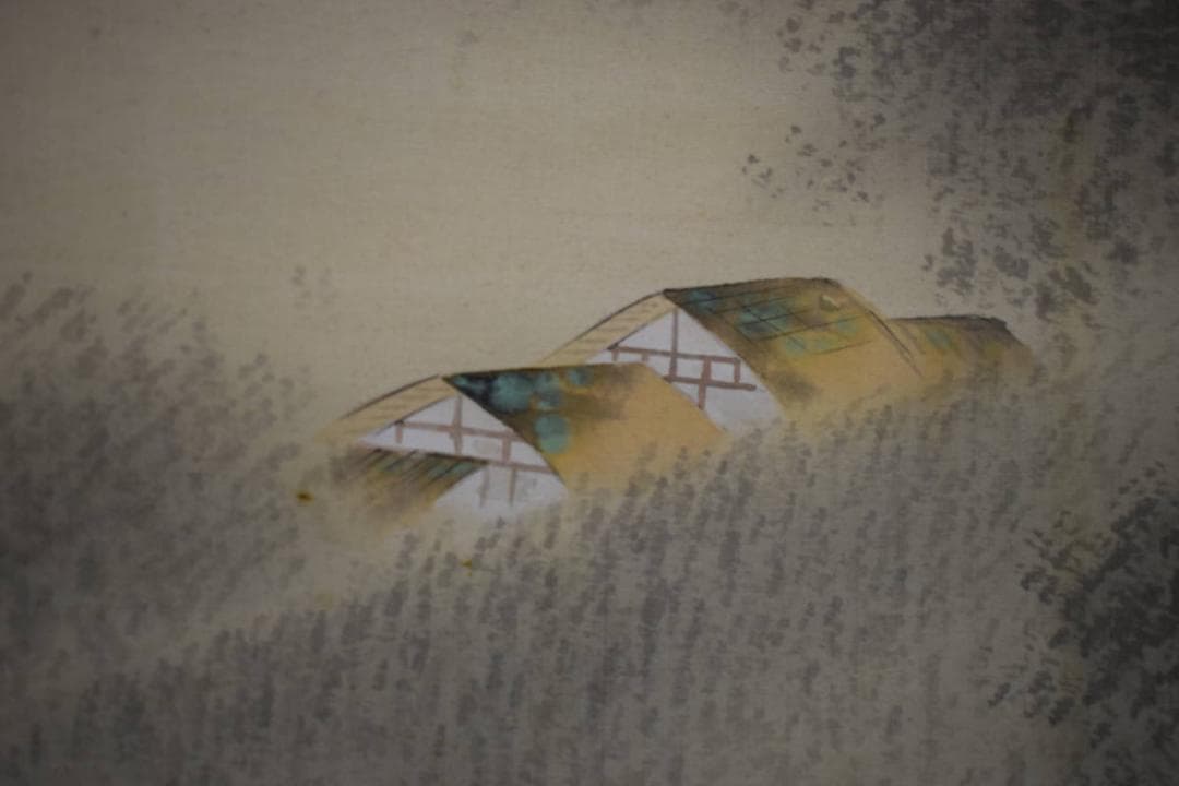 真作/渓泉/山水家画賛/山水渓流画賛/布袋屋掛軸HJ-497