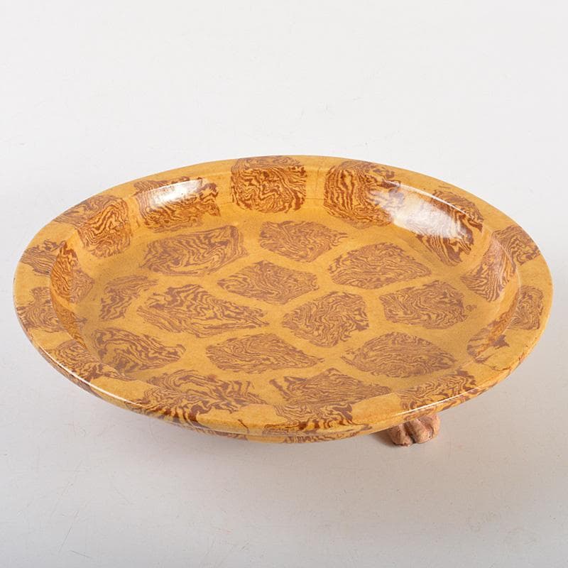 中国　唐代　練込盤　三獣足皿　V　R7271