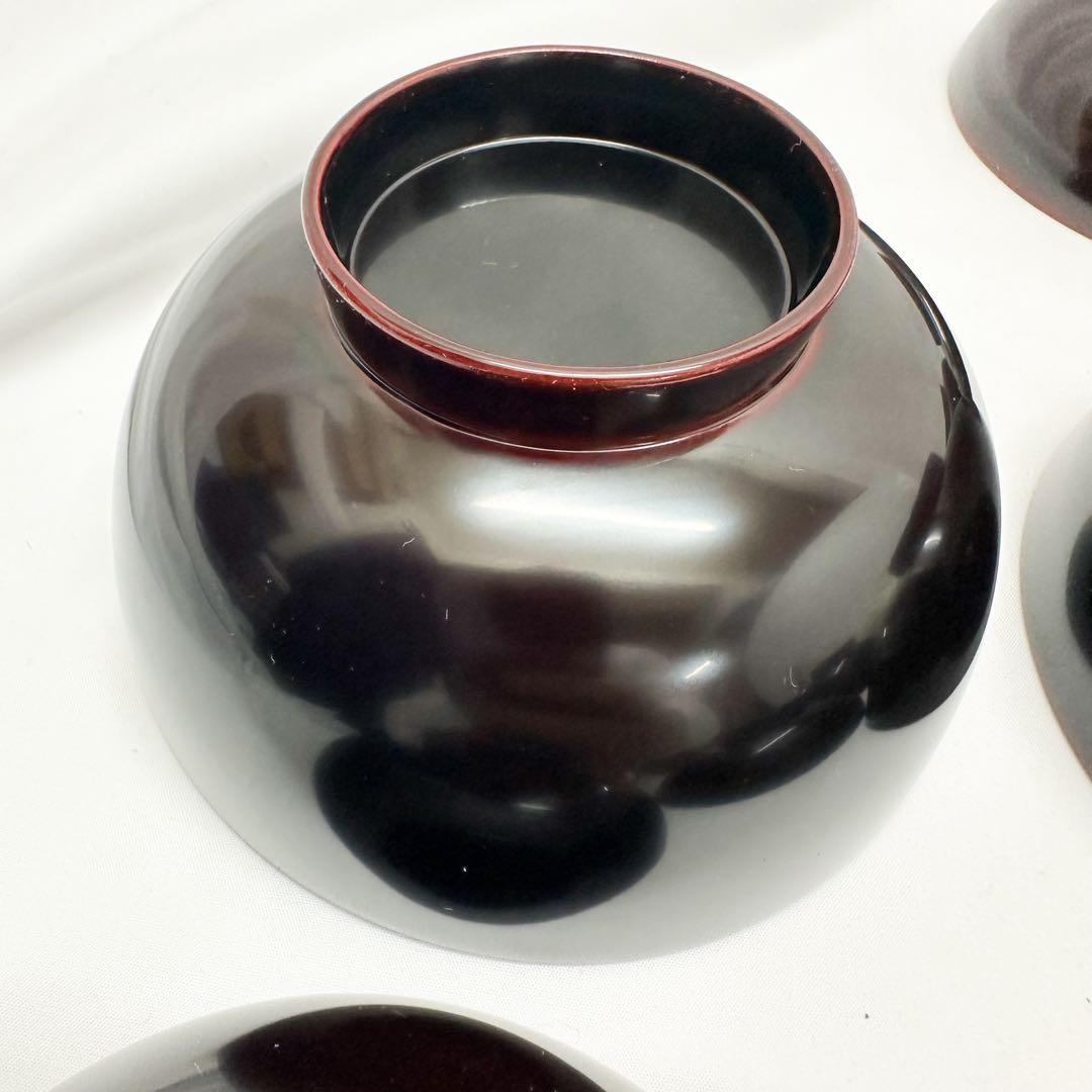 未使用 輪島塗 吸物椀 5客セットとお盆 艶消し 溜蝋色 希少 共箱付 高級品