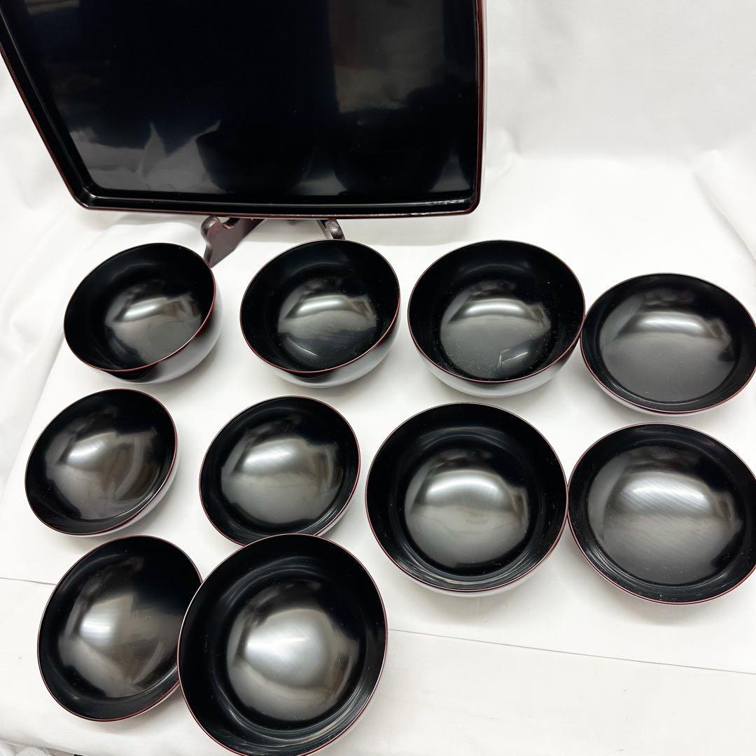 未使用 輪島塗 吸物椀 5客セットとお盆 艶消し 溜蝋色 希少 共箱付 高級品