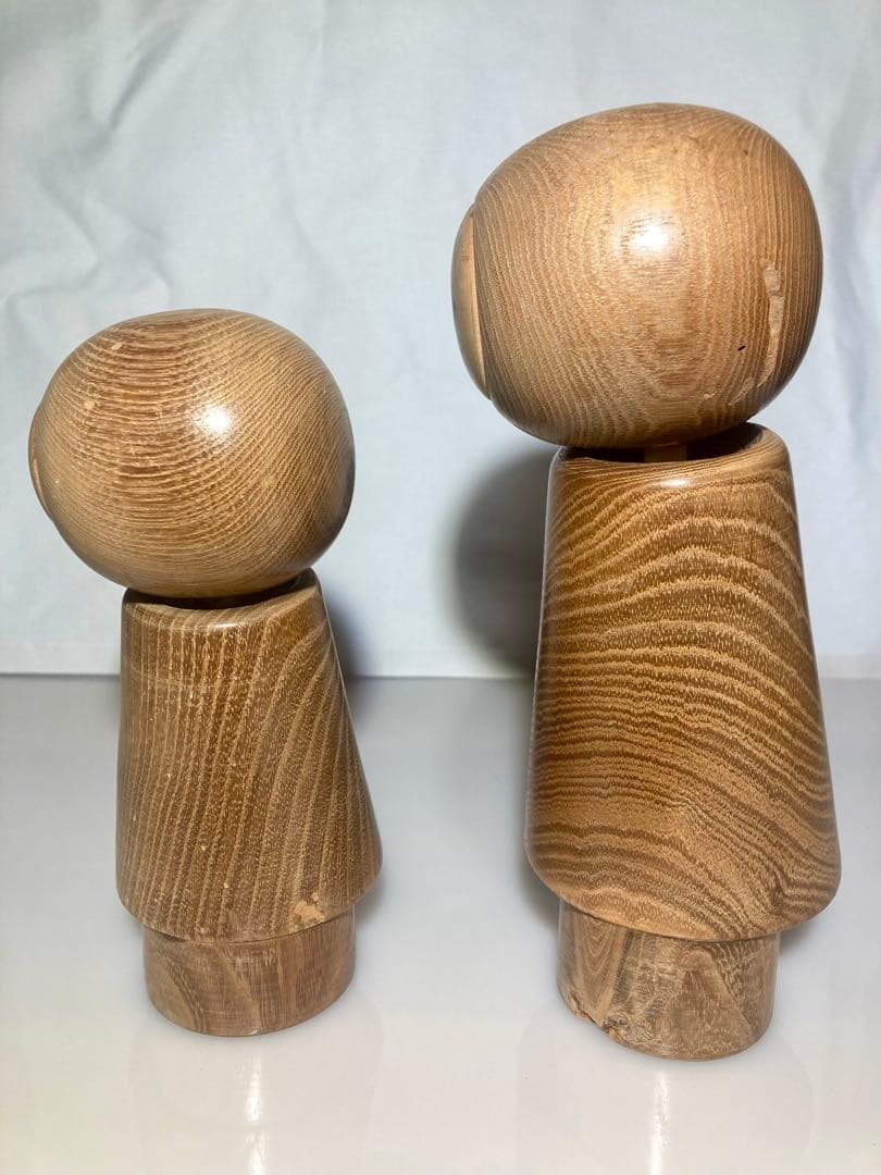 石原日出男　こけし　レア　みちのくおやこ　21cm, 16cm