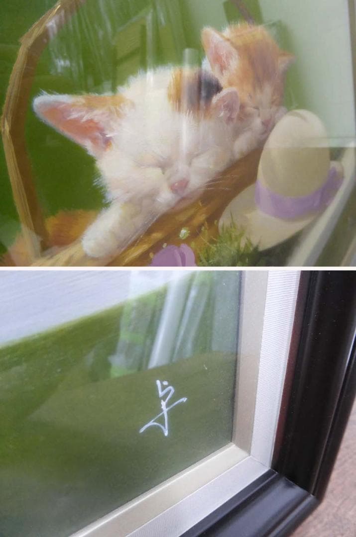 ■長岡卓■子猫 おひるね F6号 油彩 油絵 日本画 アート
