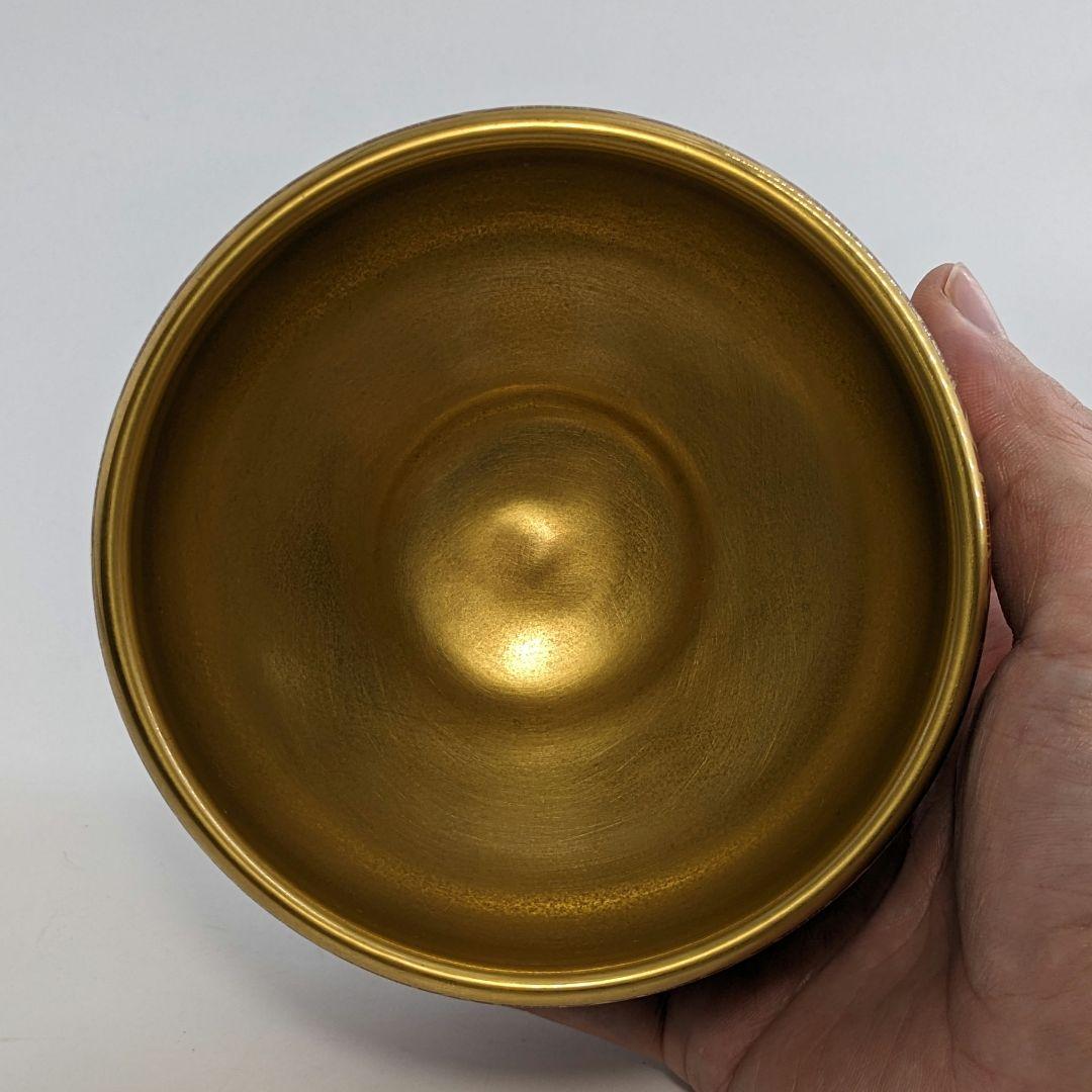 明山 九谷焼 金彩波文茶盌 共箱合布 抹茶碗 抹茶茶碗 茶道具 茶器 食器 茶陶