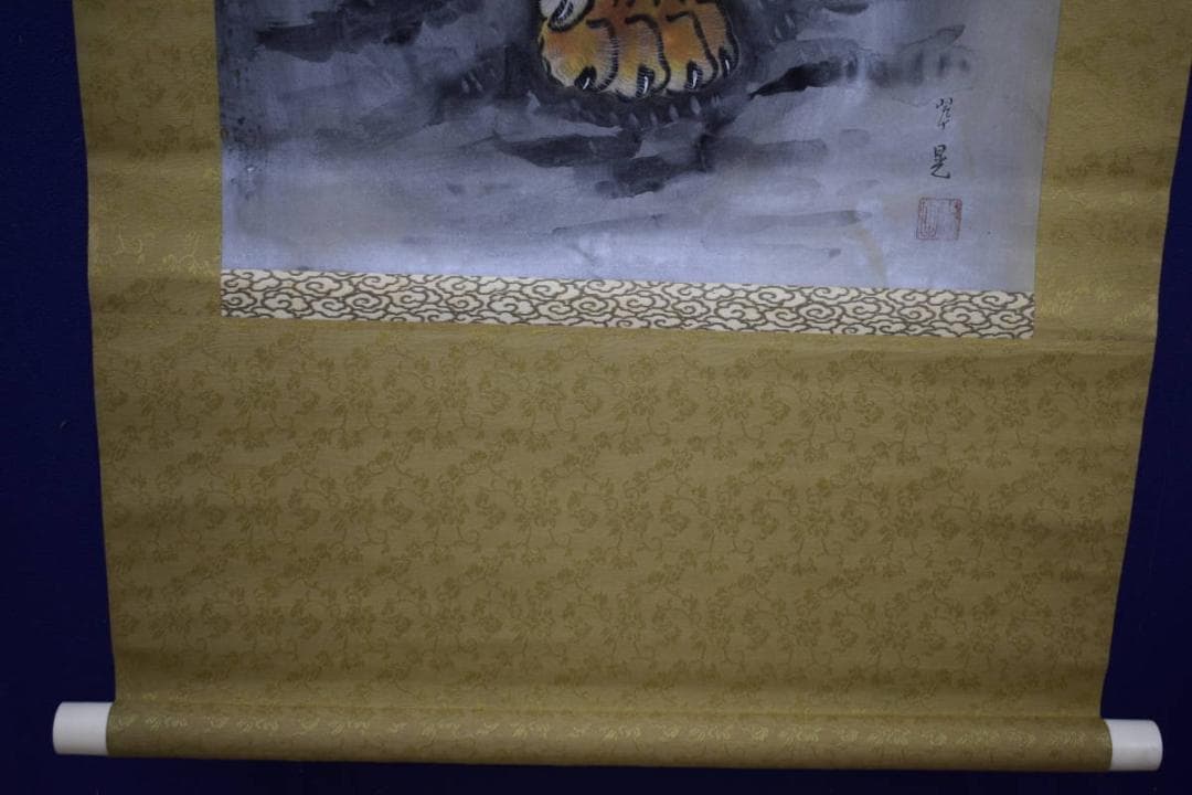 真作/翠晃/猛虎図/干支図/布袋屋掛軸HJ-303