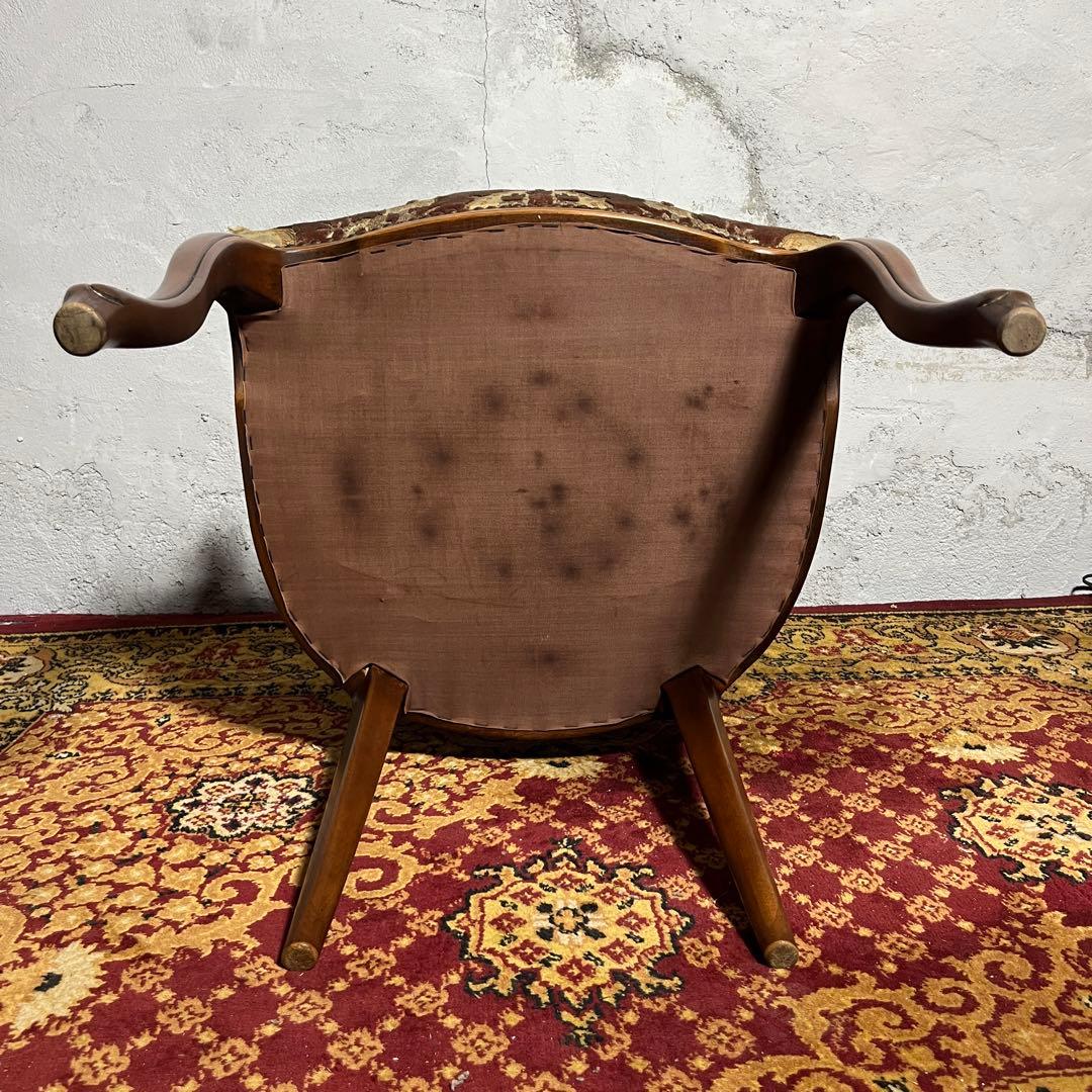 激レア【カリモク】 ロココ調 猫脚 ヴィンテージチェア 椅子 金華山織②