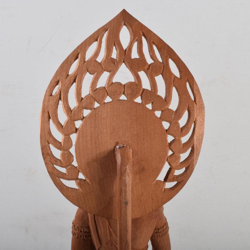 仏教美術　木彫　観音菩薩立像　仏像　置物　在銘　高さ約46cm　V　8764