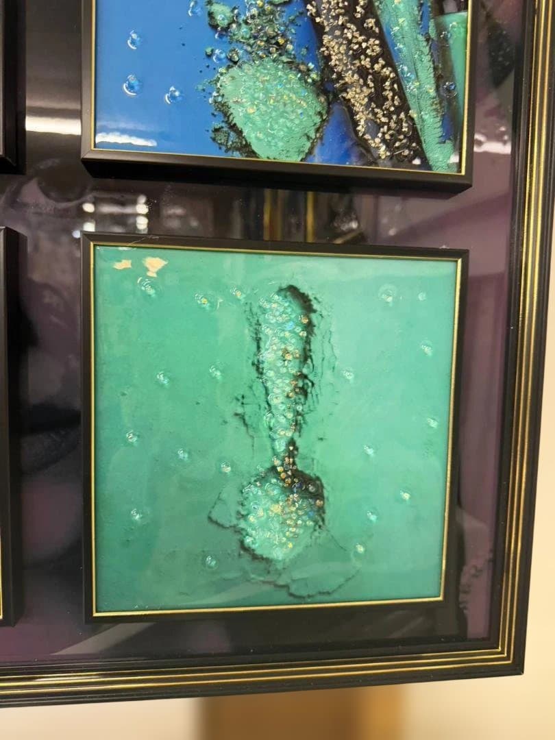 アートパネル　水晶絵　ブルー　コスメ　グリーン　美容　キラキラ　51　壁掛け　額