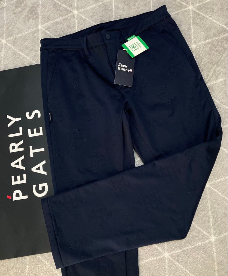 新品 ジャックバニー ピンソニック裏フリース 防風テーパードパンツ(5)L/紺