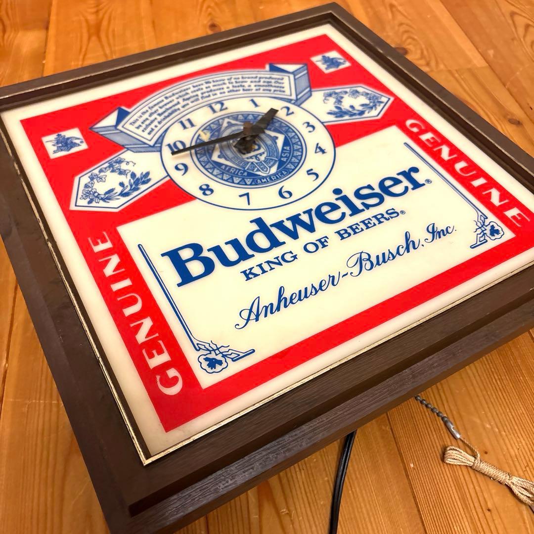 81年　バドワイザー　ライトアップ　看板　時計　クロック　バーランプ ガレージ