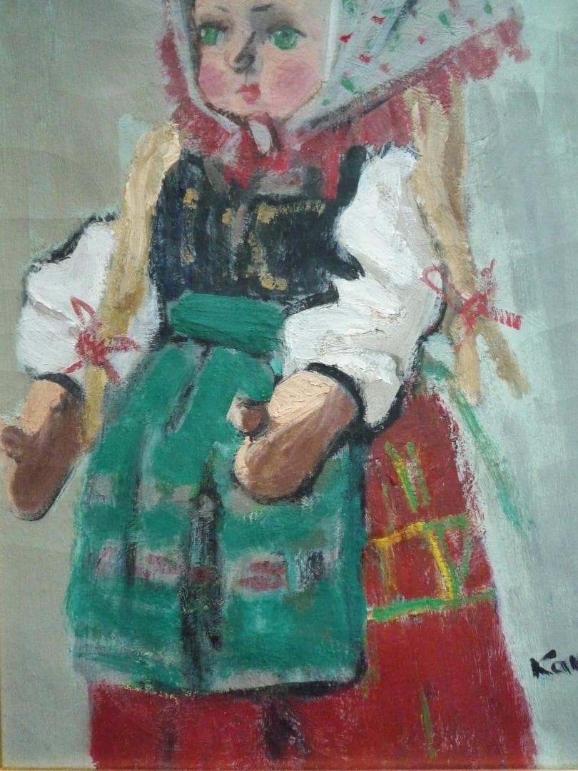 柏原覚太郎「西洋人形」油彩画M6号