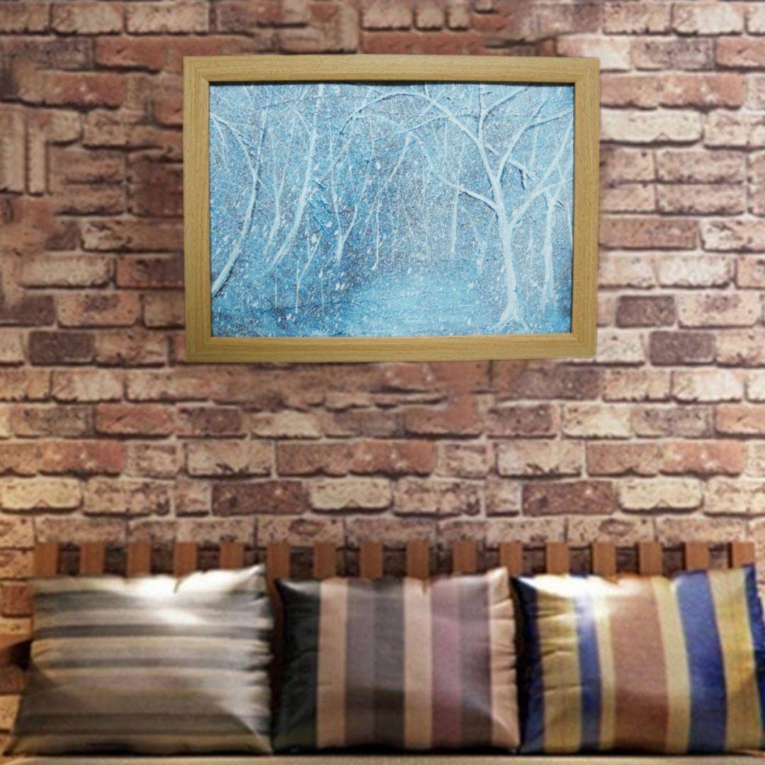 油絵 油彩 絵画 【吹雪の森】