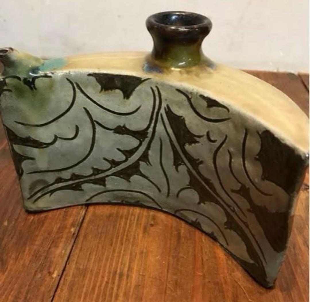 美品　抱瓶　焼物　沖縄　酒器　陶芸　飾りの持ち手が素敵な　丁寧なつくり