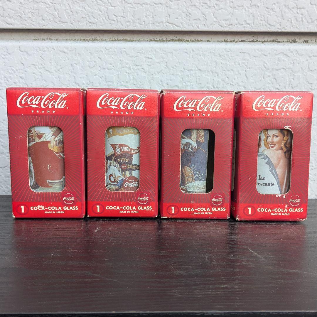コカ・コーラ グラス4個セット 当時物 消費税5％表記 レトロ 広告デザイン
