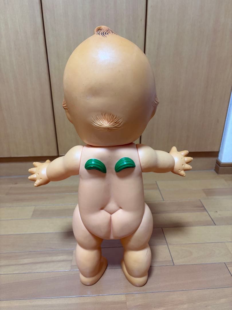 【家宝】特大キューピー人形 56cm 緑羽根 背中花びらS刻印 ヴィンテージ