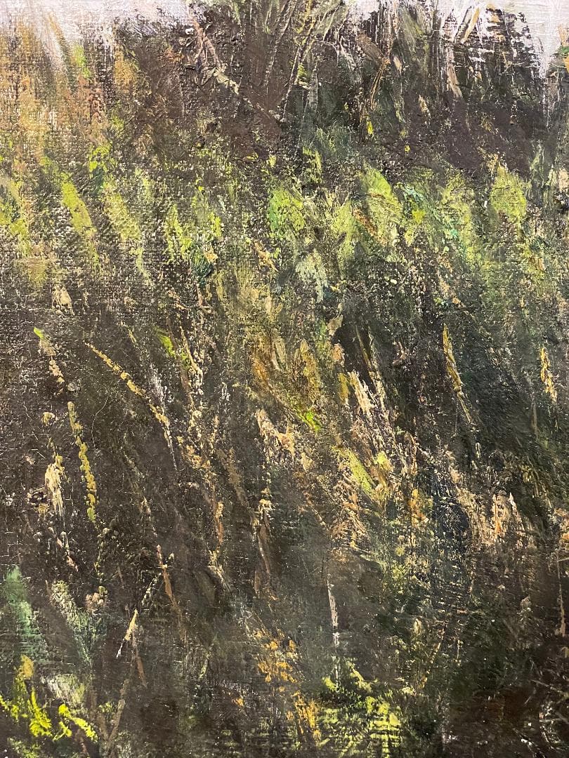 「真作」真殿靖「水郷(安土八幡)」風景画　油彩画　額装　サイン有り　P20号