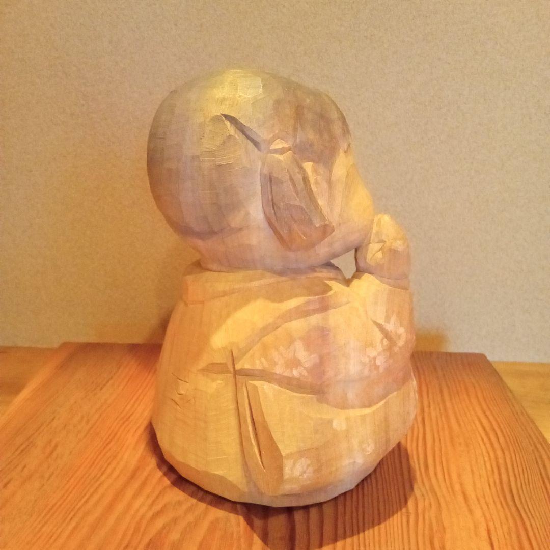 【真作・代表作】 木彫彩色 「おすまし」 大町誠一 作