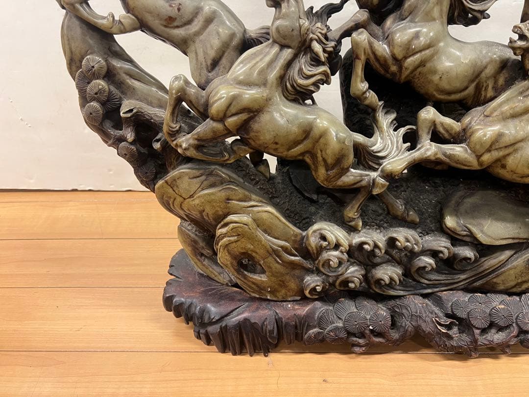 九頭馬　寿山石　置物　取引限定