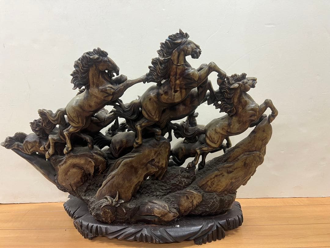 九頭馬　寿山石　置物　取引限定