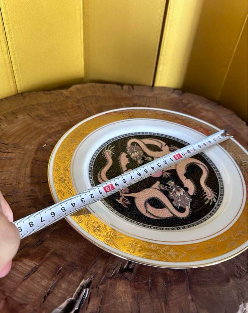 中国，70年代，醴陵群力，景德鎮、ドラゴン装飾皿 約25cm 陶器製