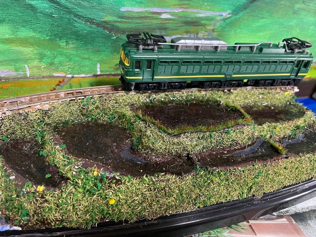 Nゲージ ジオラマ　つつじ咲く棚田の風景