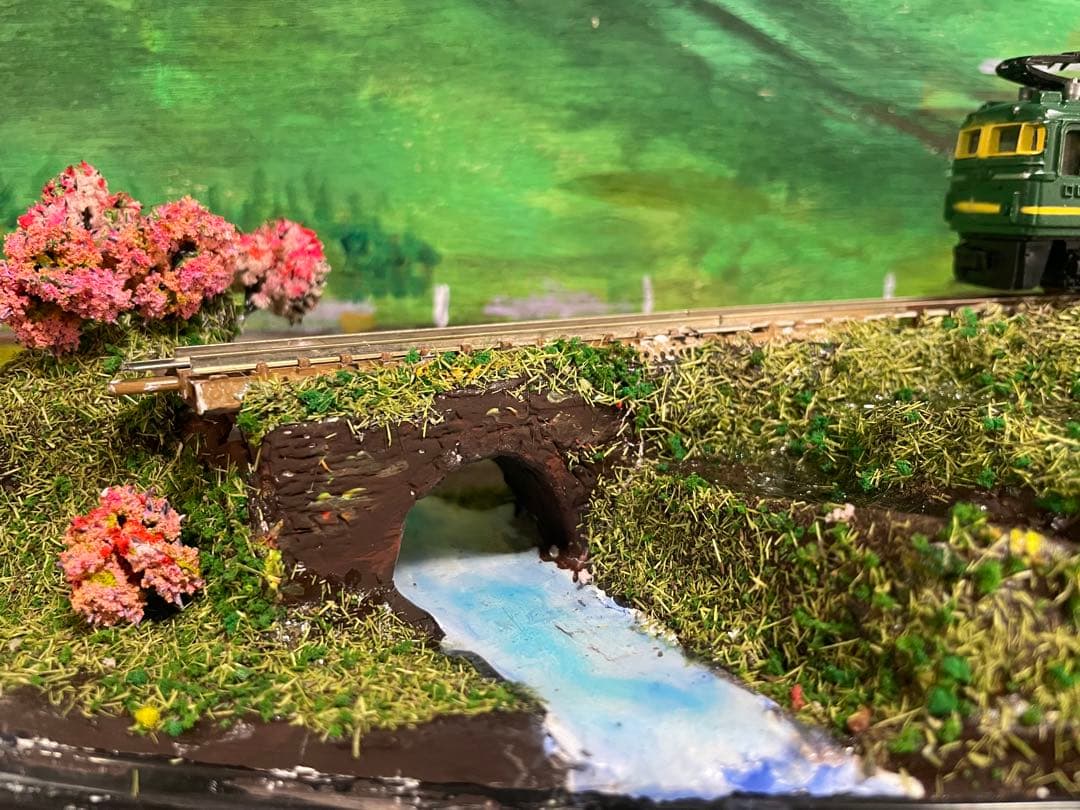 Nゲージ ジオラマ　つつじ咲く棚田の風景