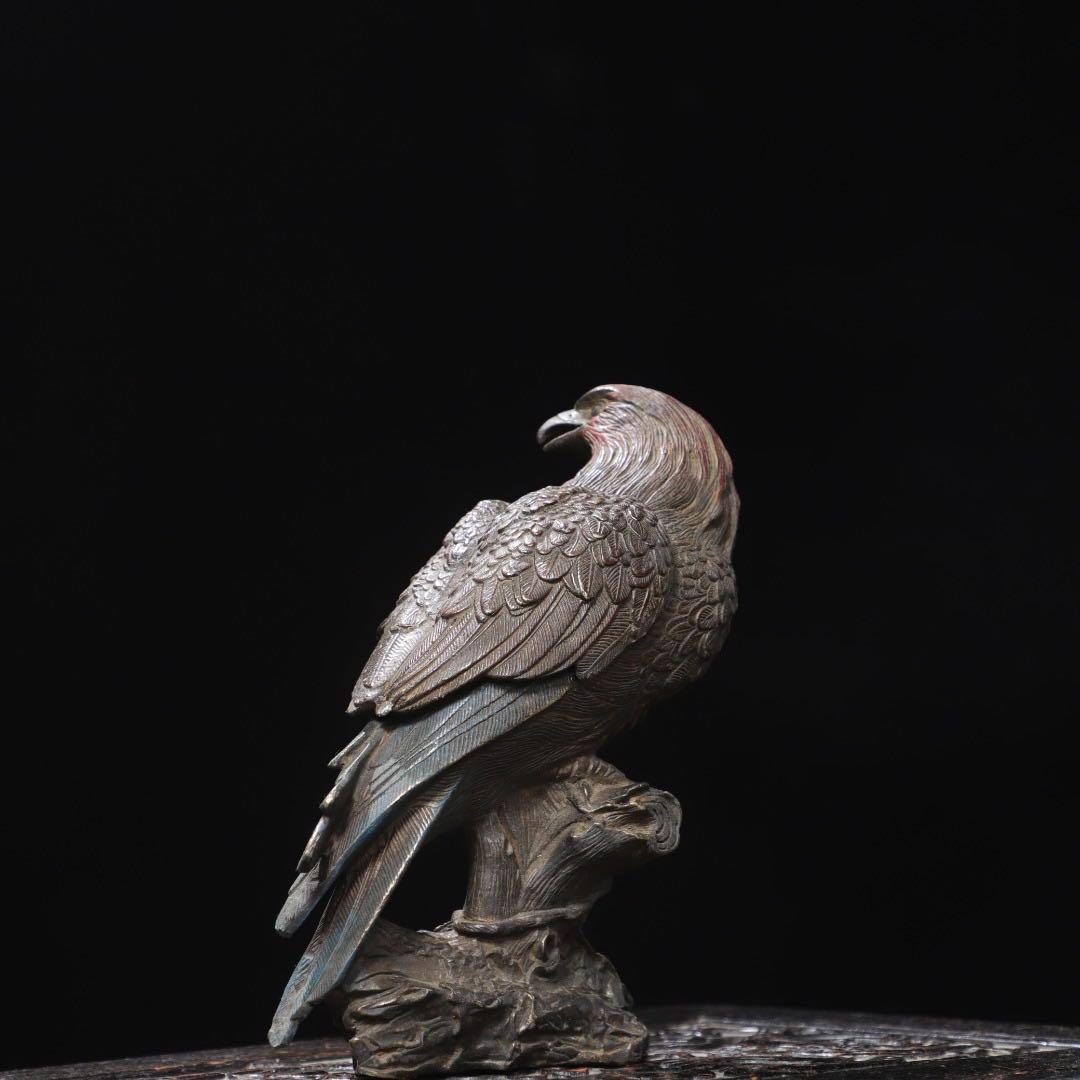 旧蔵　銅製　鹦鹉（インコ）／鷹意匠の香炉