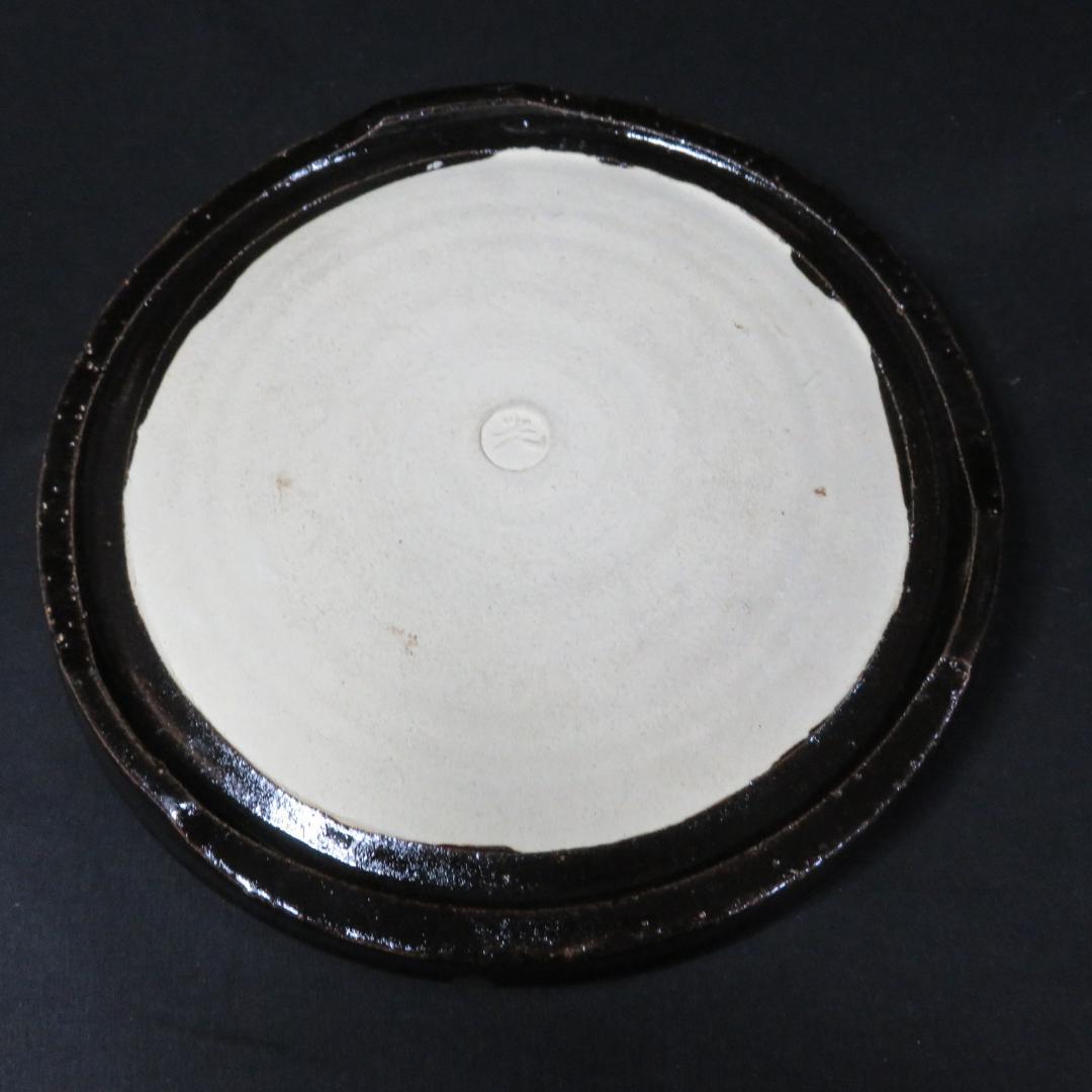 七輪 炭火 一人 火鉢 手あぶり 銘 光 陶板付き 民藝 黒 白 水玉