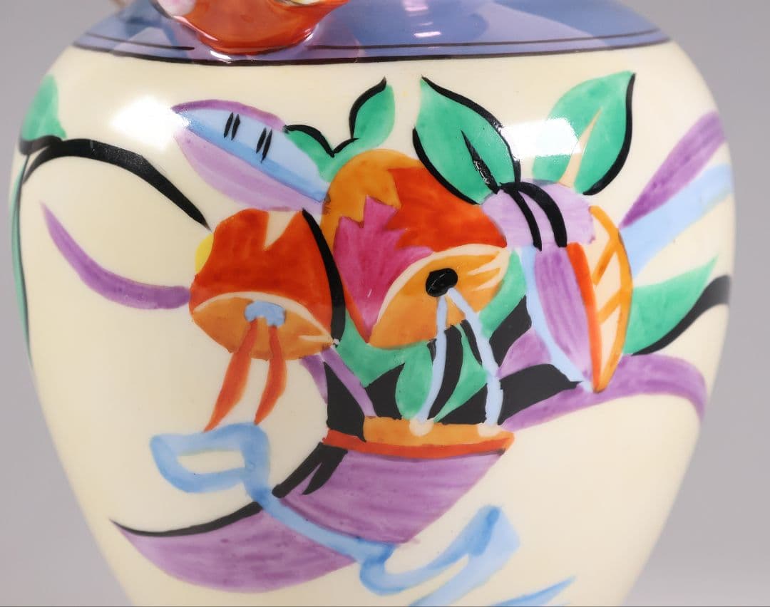 【CM312】オールドノリタケ 鳥 花瓶 ラスター彩 オウム インコ 花器