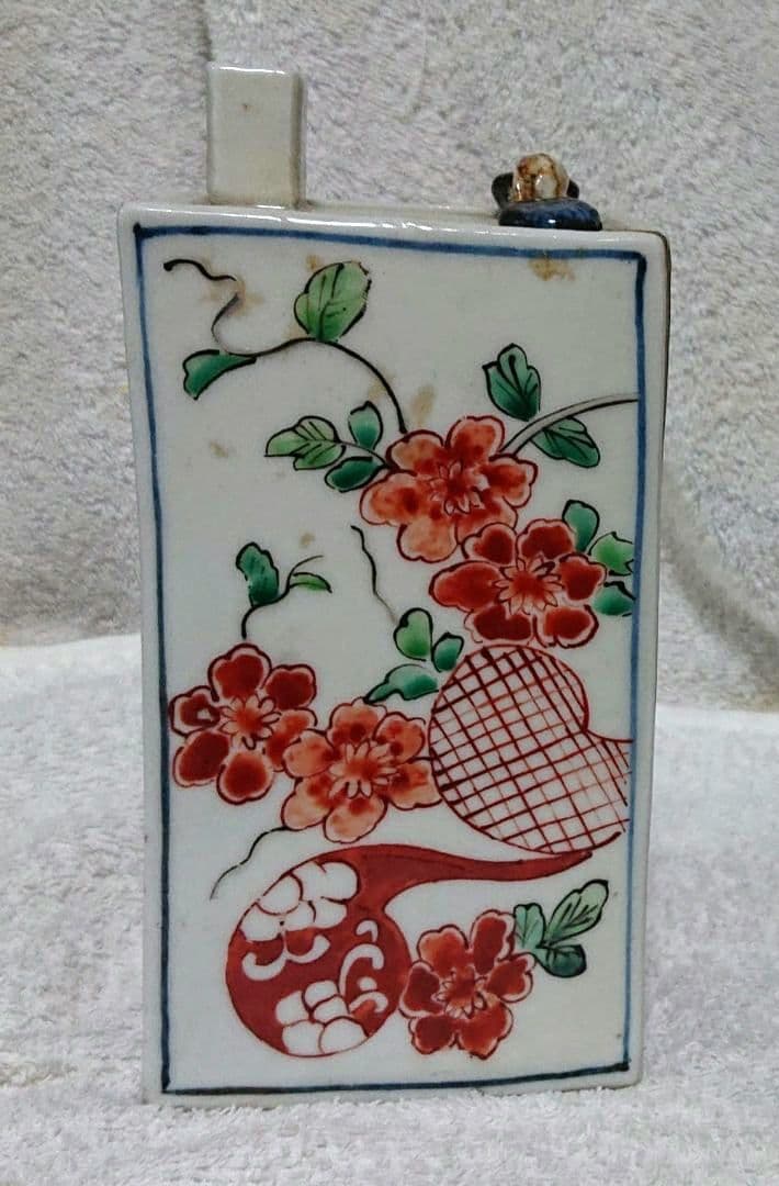 古伊万里角瓶 木製箱付きA444