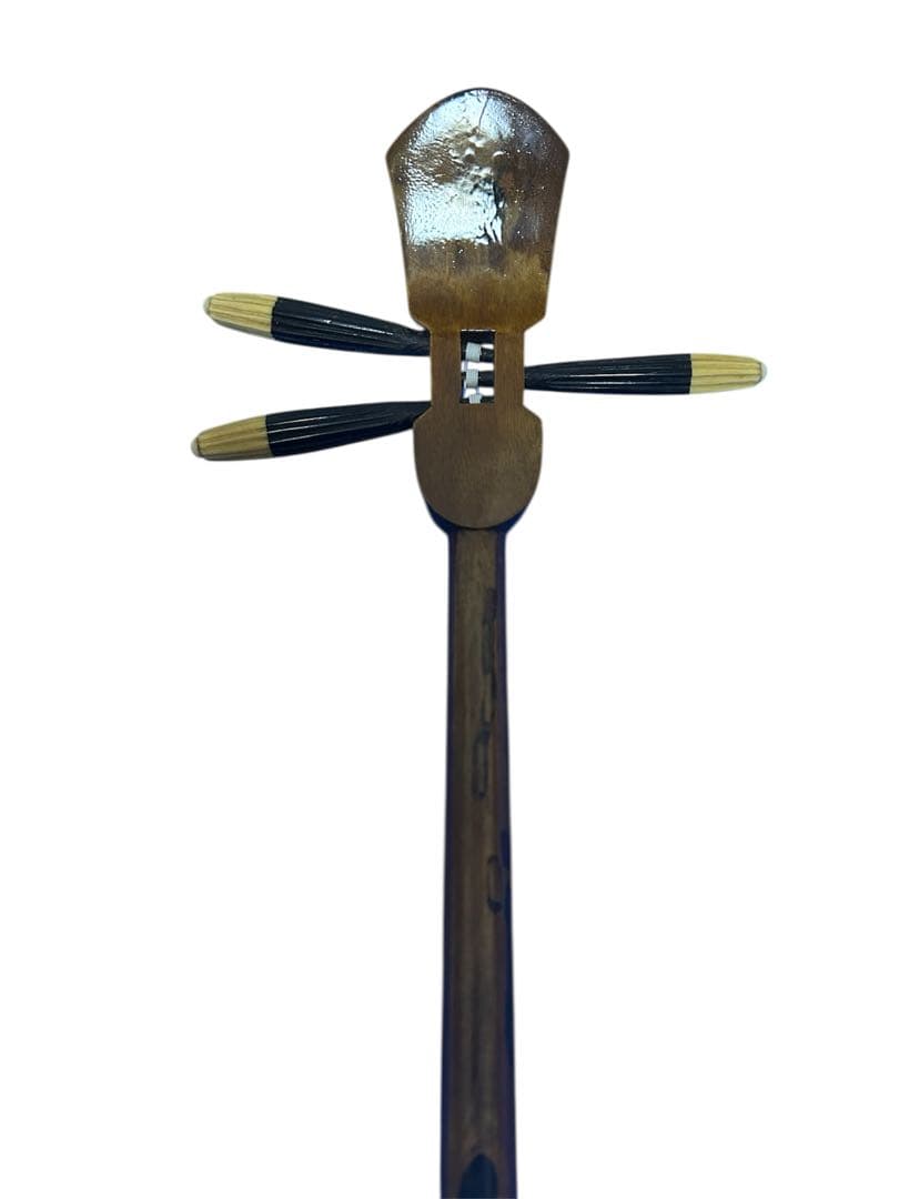 六線　琉球　 沖縄三線 蛇皮 民族楽器 破れ補修済み　沖縄伝統楽器　バチ付き