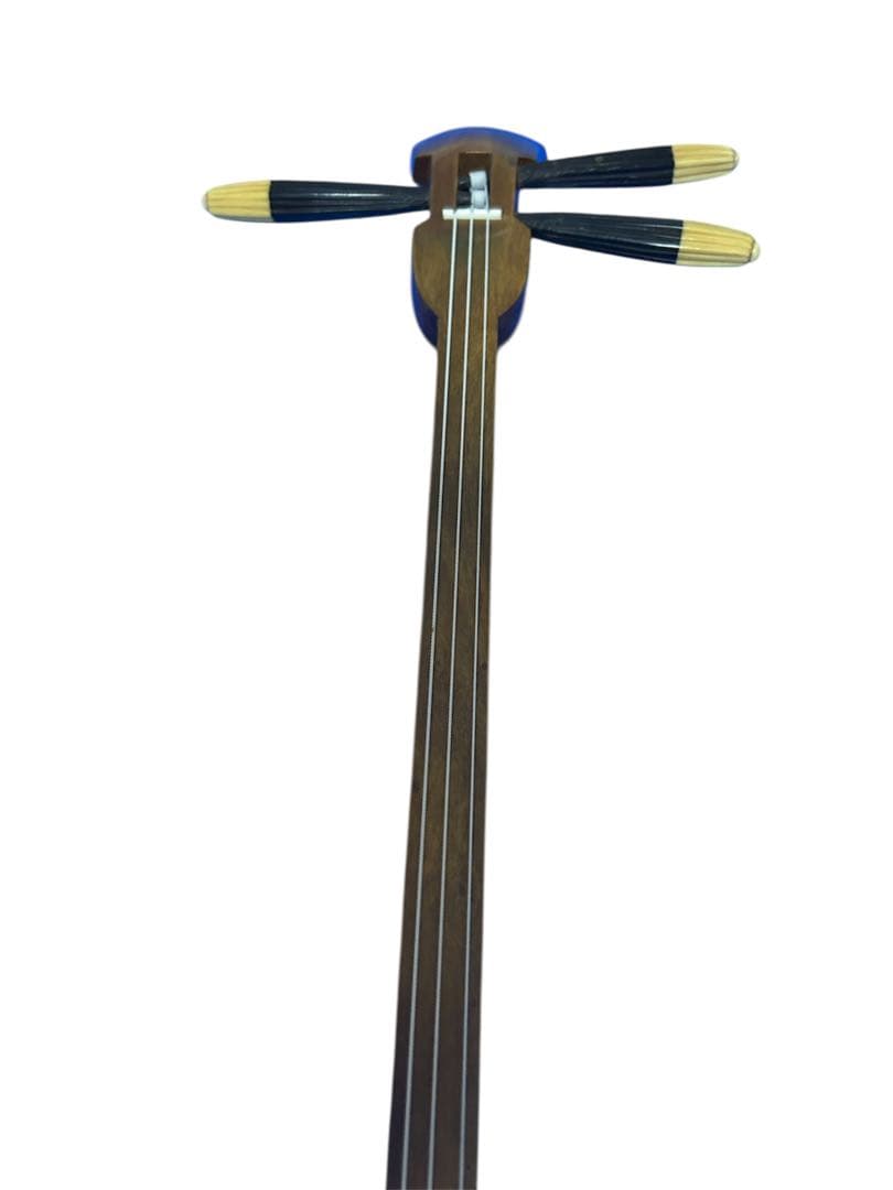 六線　琉球　 沖縄三線 蛇皮 民族楽器 破れ補修済み　沖縄伝統楽器　バチ付き