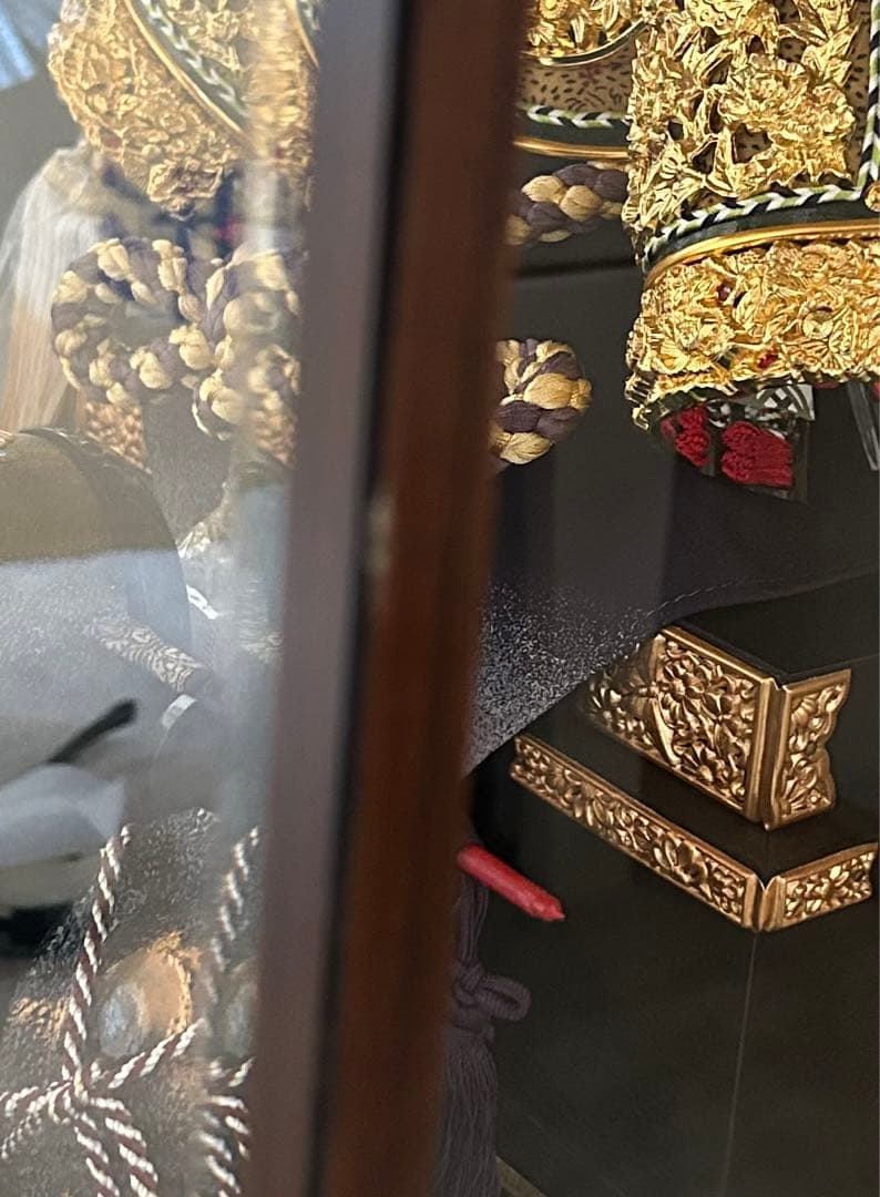 値下げ！五月人形 13号上製御兜飾 黒檀柄／お掃除用、ハタキ付き