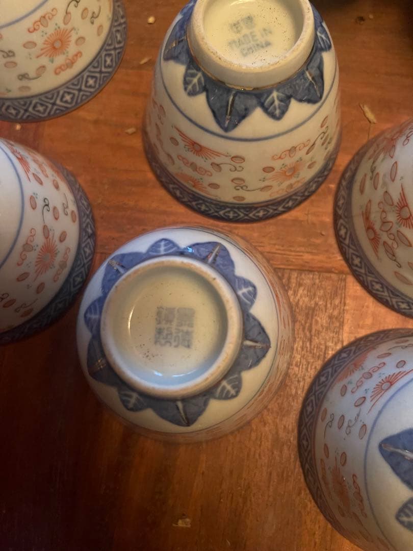 中国美術景徳鎮染付金彩　湯呑み　蛍焼　細密細工　古美術品　44客セット