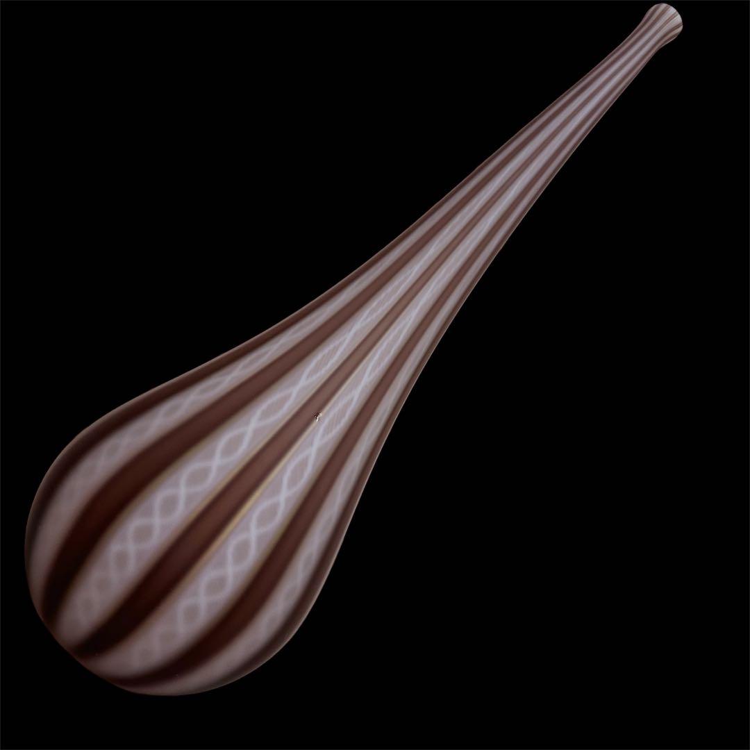 高さ:約47cm‼️藤田喬平 手吹 ヴェニス 鶴首 カンナ 大作 ガラス花瓶 花器