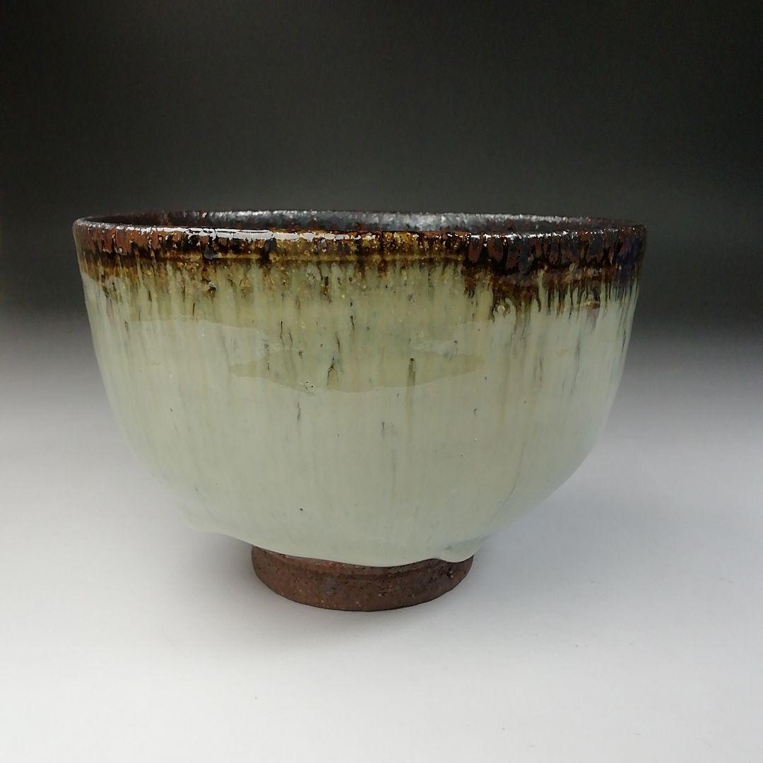Ｔ５４７　茶碗　『黒流し茶碗』『薪窯　高鶴淳 作』　共箱　抹茶碗　茶道具