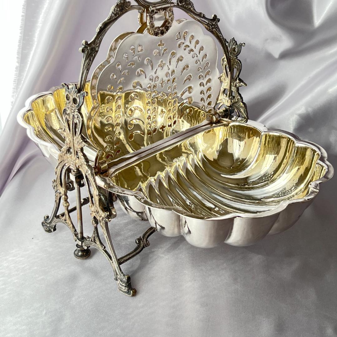 【英国】 ビクトリアン グリフィンのビスケットウォーマー【シルバープレート】