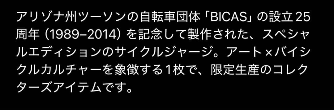 非売品 BICAS／GOLOCO別注 25周年 アートサイクルジャージ