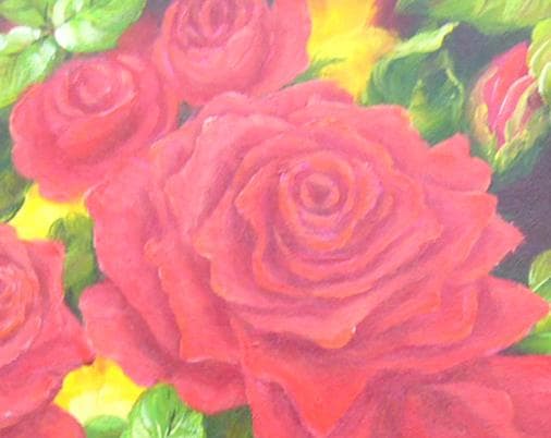 絵画 油絵 作者不詳 肉筆油絵 静物画 赤い薔薇