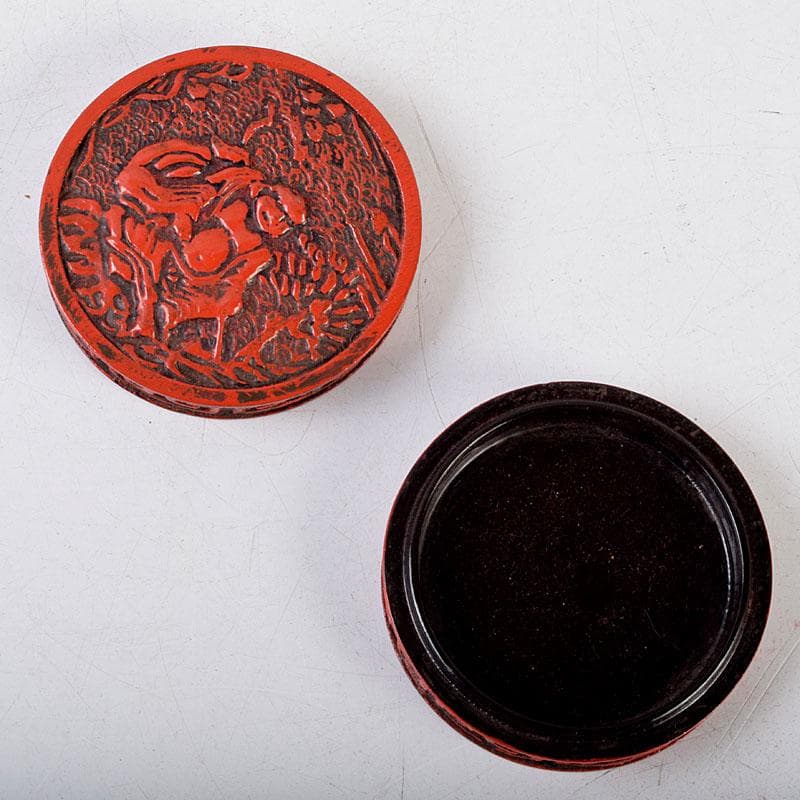 茶道具　漆塗　堆朱香合　仕覆付　C　8669