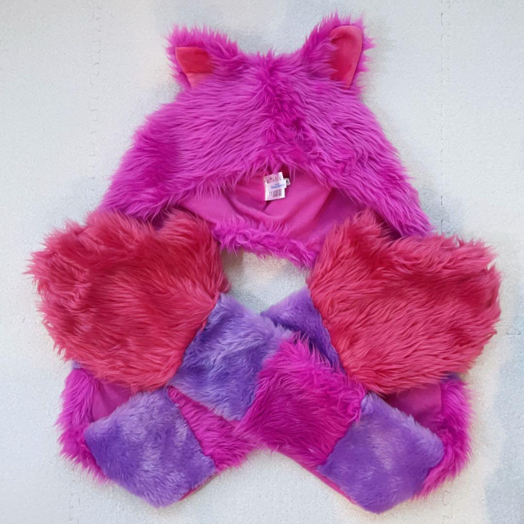 ディズニー　チェシャ猫　ファンキャップ　マフラー