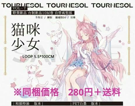 ✩のこり２✩J43＃猫咪少女(PET)野葵 切り売り海外人物マステ女の子ネコ耳