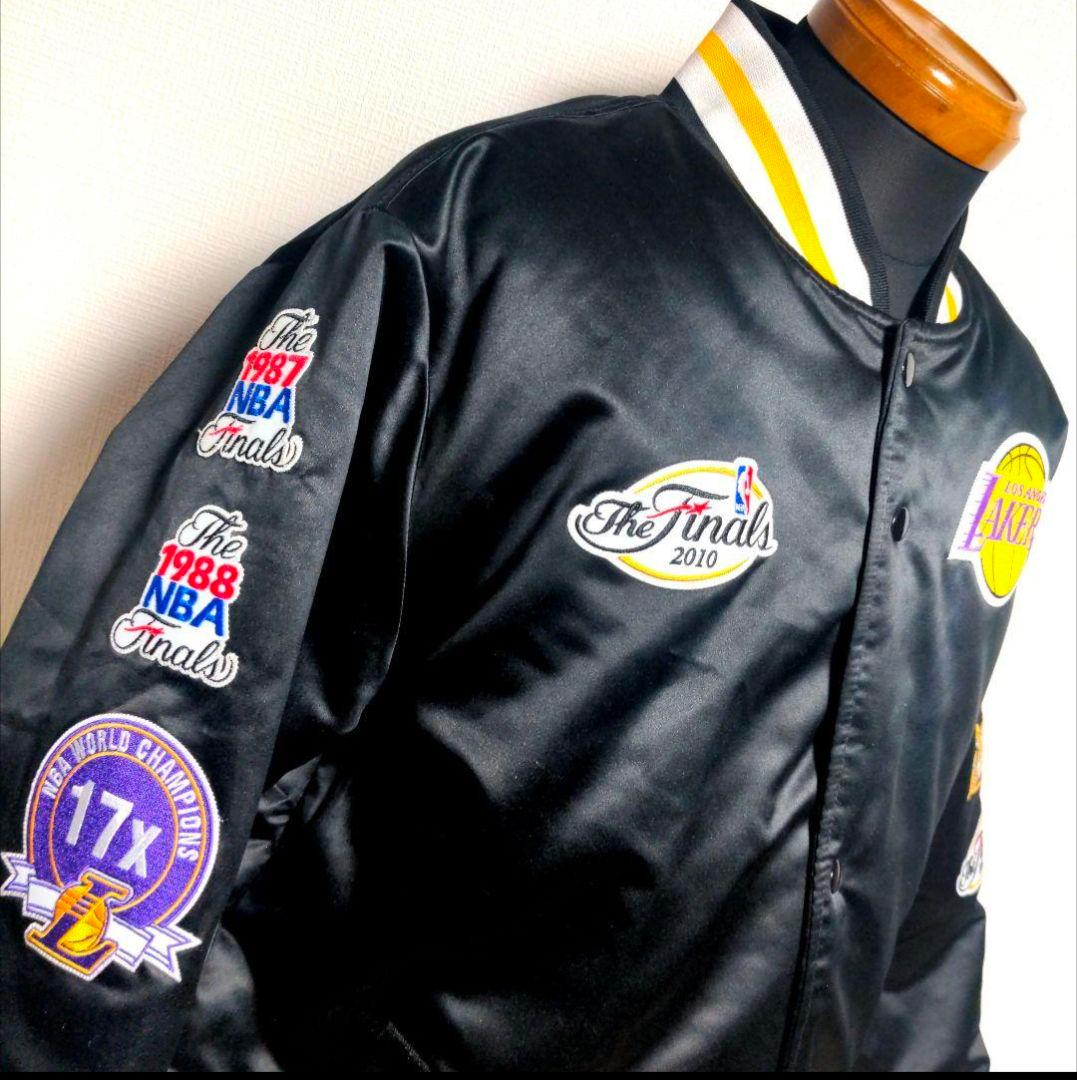 cq37 美品 NBA LAKERS スタジャン 黒 メンズ3Lサイズ相当