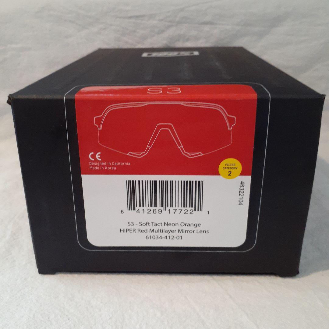 100% S3 ネオンオレンジ レッドミラーレンズ ワンハンドレッド サングラス