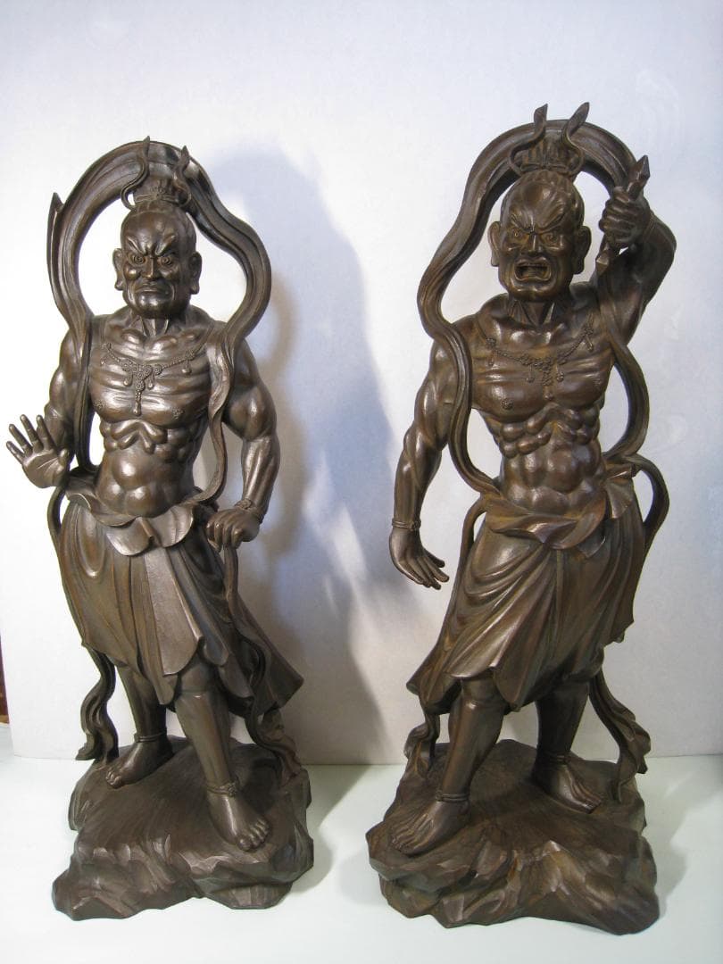 高村光雲　【仁王尊像】ブロンズ製　阿吽と吽形の一対