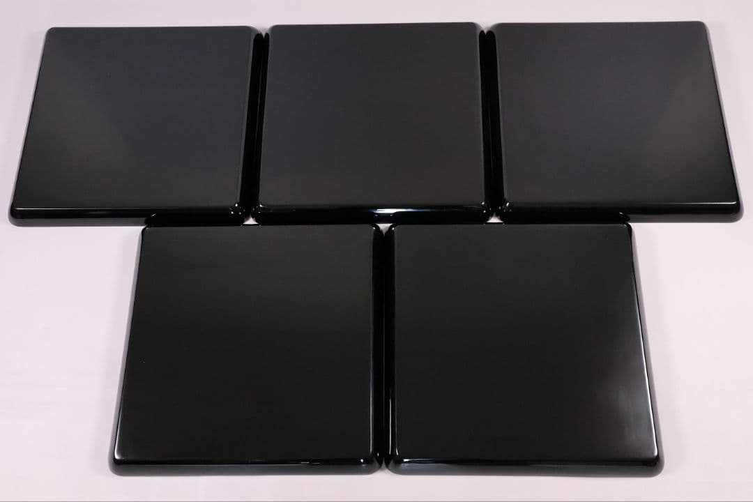 【MB204】天然木漆塗 花鳥絵替金蒔絵 黒塗卓上膳十客 四方膳 36.3cｍ