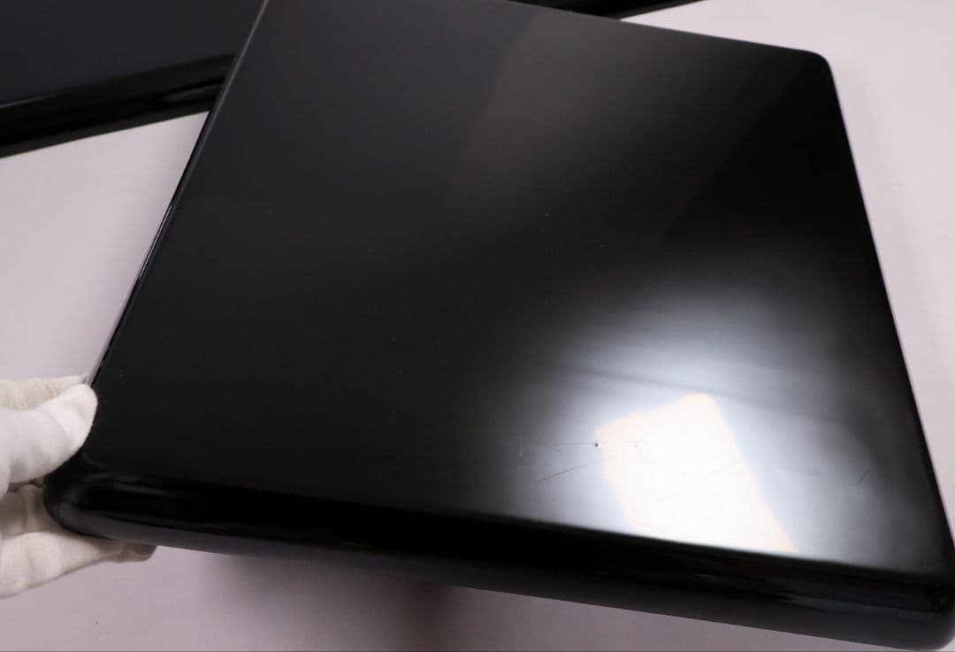 【MB204】天然木漆塗 花鳥絵替金蒔絵 黒塗卓上膳十客 四方膳 36.3cｍ