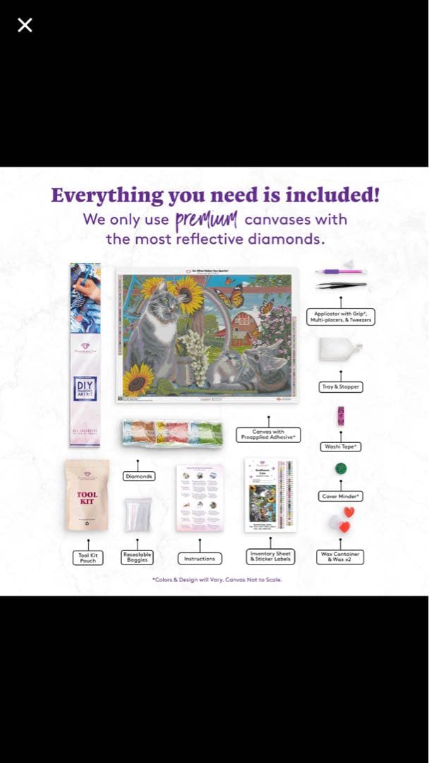 ダイヤモンドペインティングキット 猫と花の風景 90㎝×65cm DAC